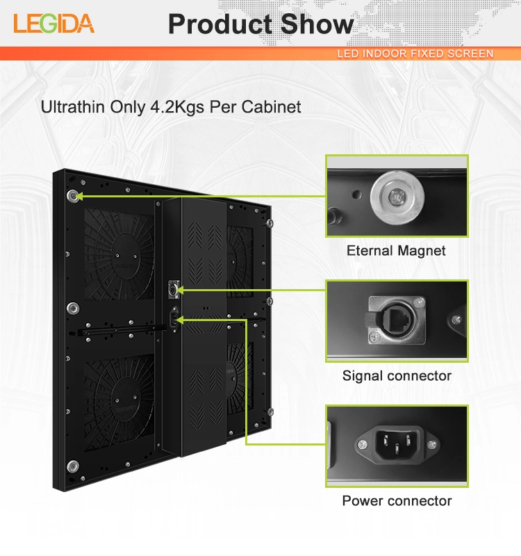 Legida Tech Full Color Magnetic Installation Wall Mounted Front Maintenance Indoor Fixed LED Display H Series Advertising Panel Video Wall