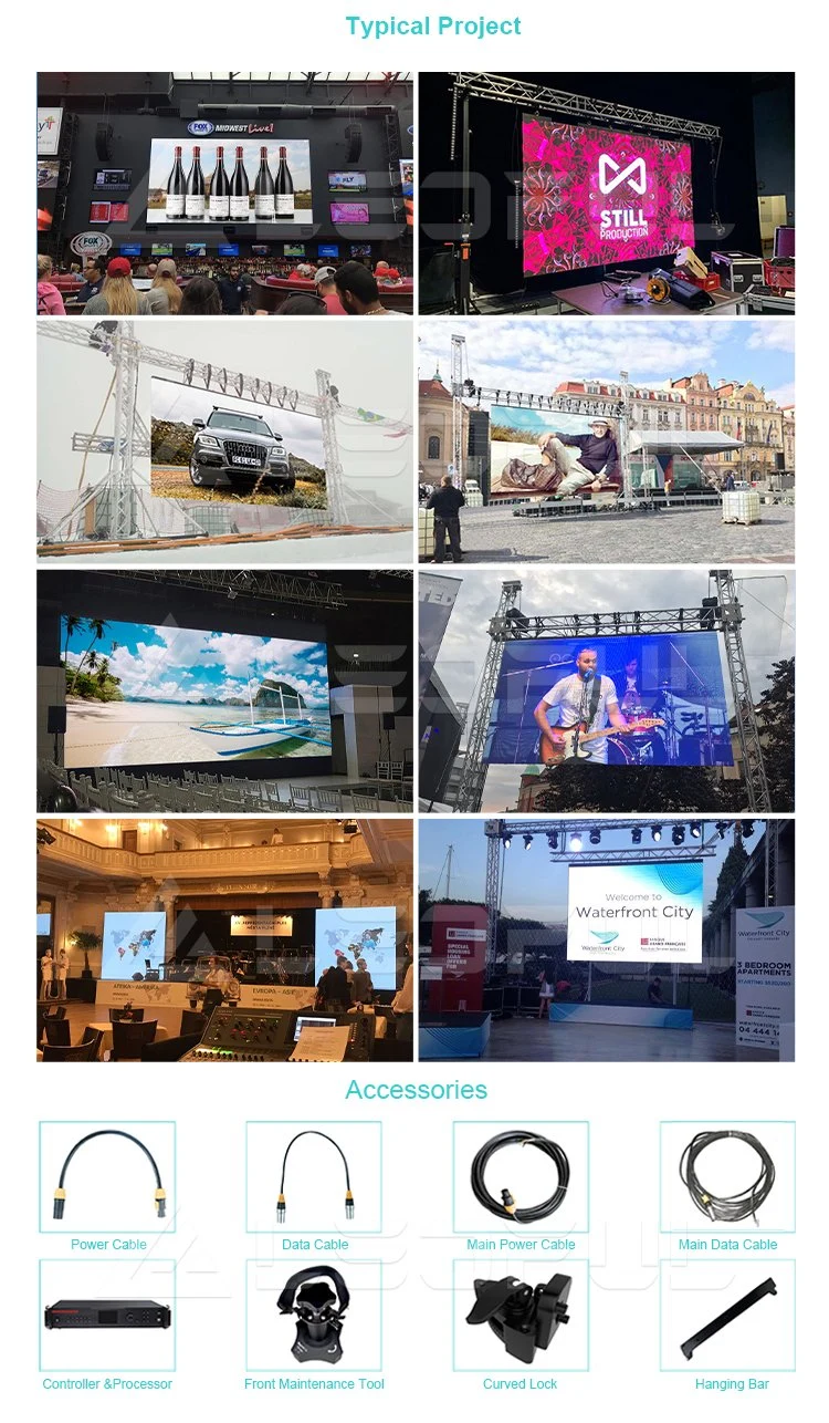 Outdoor Indoor 500X500mm HD SMD Curved Digital Stage Events Rental Background DJ Booth LED Video Wall Screen Display P1.9 P2.5 P2.6 P2.9 P3.91 P4.81 P5.95 P6.25